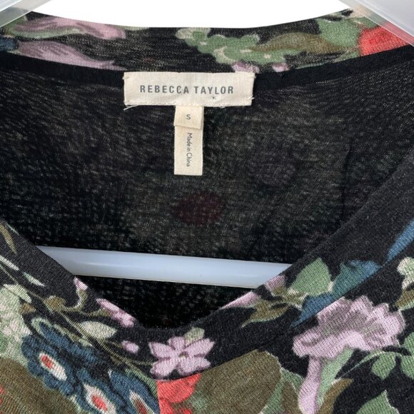 Rebecca Taylor Lua Dress 3/4 Sleeve Black Floral Jersey Women's Size - Picture 6 of 11